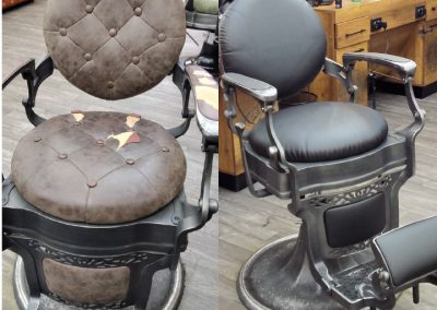 Réparation de meuble, fauteuil cuir, avant après