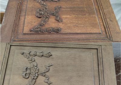 Réparation de meuble, porte placard bois moulure, avant après